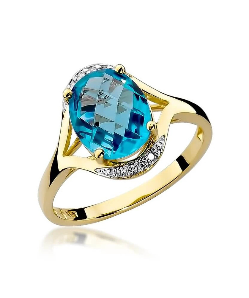 Złoty Pierścionek 14k z diamentem topaz 3,00ct