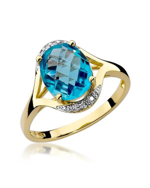 Złoty Pierścionek 14k z diamentem topaz 3,00ct