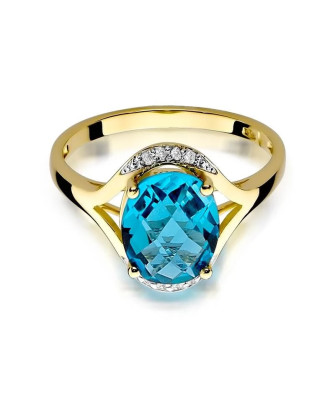 Złoty Pierścionek 14k z diamentem topaz 3,00ct