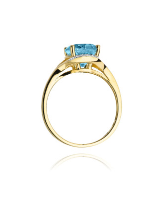 Złoty Pierścionek 14k z diamentem topaz 3,00ct