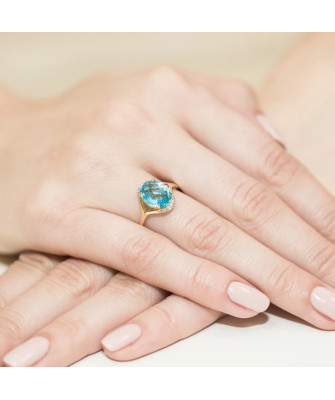 Złoty Pierścionek 14k z diamentem topaz 3,00ct