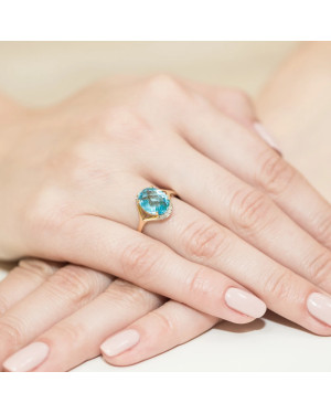 Złoty Pierścionek 14k z diamentem topaz 3,00ct
