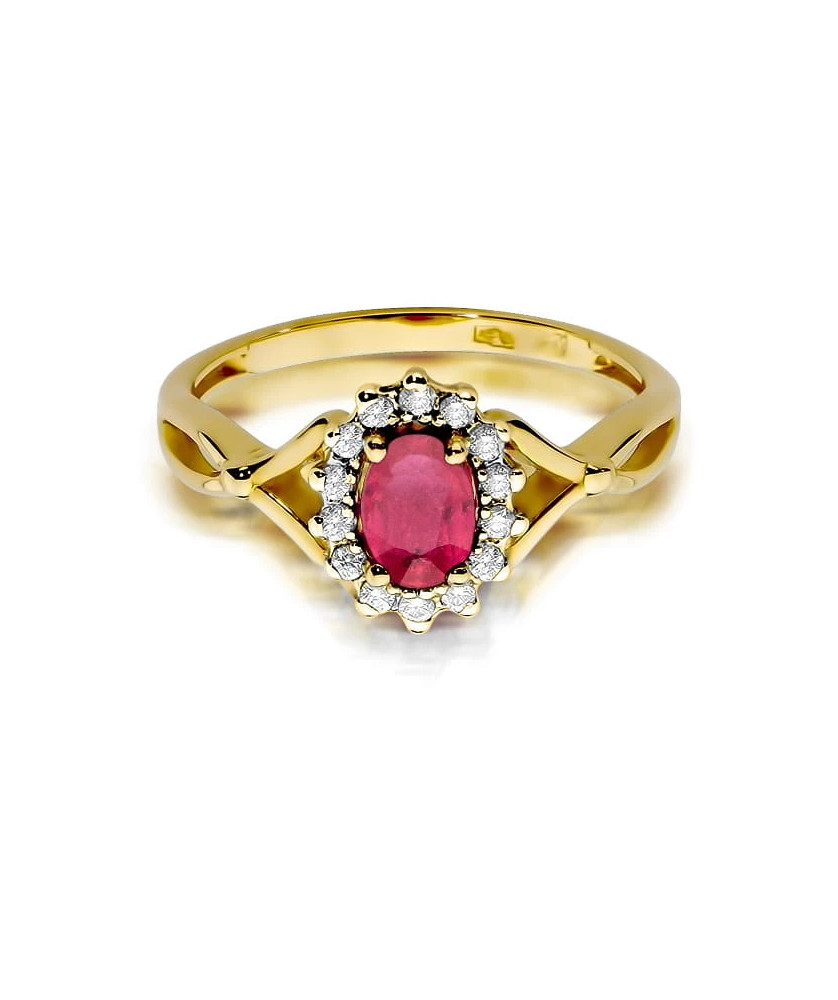 Złoty Pierścionek 14k z diamentem rubin 0,60ct