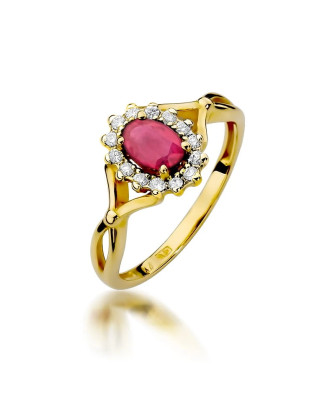 Złoty Pierścionek 14k z diamentem rubin 0,60ct