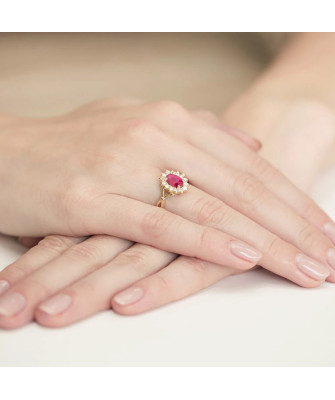 14k Gold Ring with Diamond Ruby 0.60ct