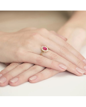 14k Gold Ring with Diamond Ruby 0.60ct