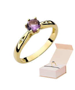 14k Gold Ring with Amethyst Diamond 0.50ct
