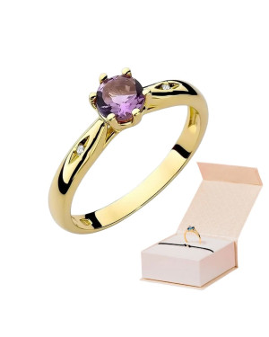 14k Gold Ring with Amethyst Diamond 0.50ct