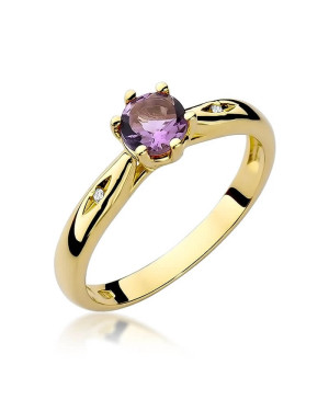 14k Gold Ring with Amethyst Diamond 0.50ct