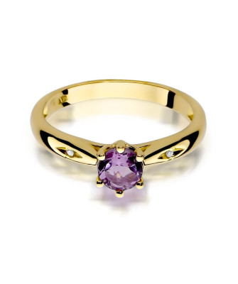 14k Gold Ring with Amethyst Diamond 0.50ct