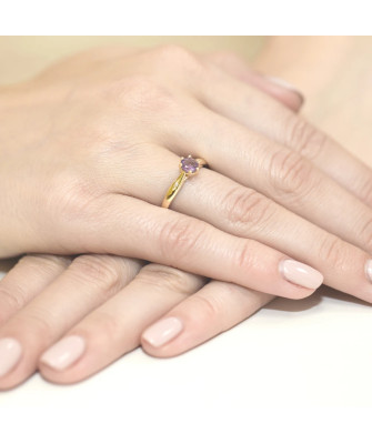 14k Gold Ring with Amethyst Diamond 0.50ct