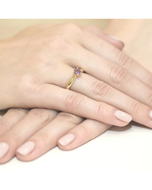 14k Gold Ring with Amethyst Diamond 0.50ct