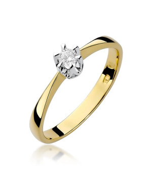 Złoty Pierścionek 14k z diamentem brylant 0,10ct