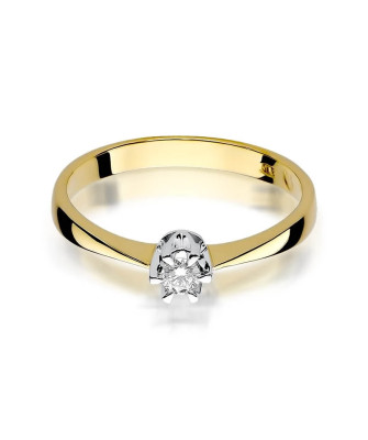 Złoty Pierścionek 14k z diamentem brylant 0,10ct