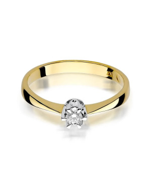 Złoty Pierścionek 14k z diamentem brylant 0,10ct