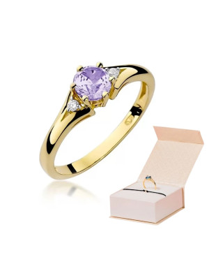 14k Gold Ring with Amethyst Diamond 0.50ct