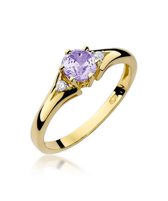 14k Gold Ring with Amethyst Diamond 0.50ct