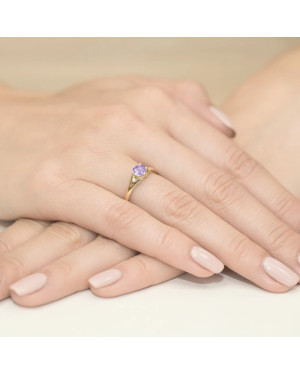 14k Gold Ring with Amethyst Diamond 0.50ct