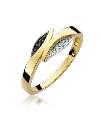 14k Gold Ring with Brilliant Diamond White 0.03 Black 0.02ct