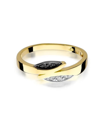 14k Gold Ring with Brilliant Diamond White 0.03 Black 0.02ct