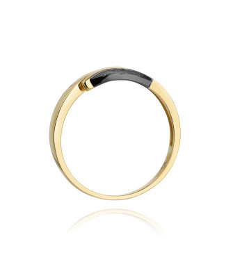 14k Gold Ring with Brilliant Diamond White 0.03 Black 0.02ct
