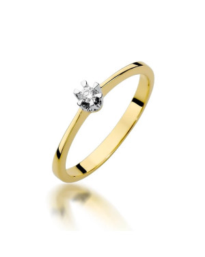 Złoty Pierścionek 14k z diamentem brylant 0,04ct