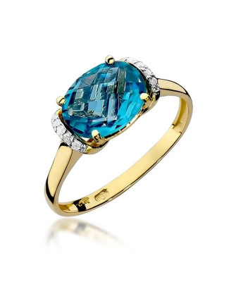 Złoty Pierścionek 14k z diamentem topaz 1,70ct
