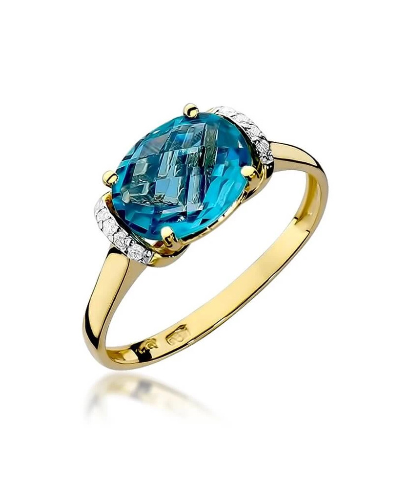 Złoty Pierścionek 14k z diamentem topaz 1,70ct