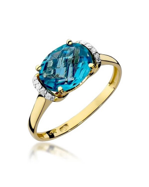 Złoty Pierścionek 14k z diamentem topaz 1,70ct
