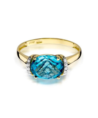 Złoty Pierścionek 14k z diamentem topaz 1,70ct
