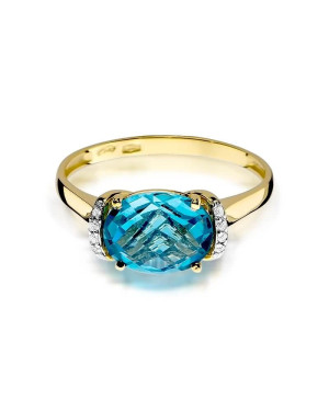 Złoty Pierścionek 14k z diamentem topaz 1,70ct