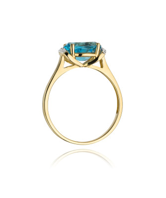 Złoty Pierścionek 14k z diamentem topaz 1,70ct