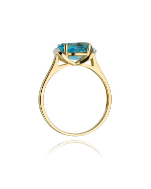Złoty Pierścionek 14k z diamentem topaz 1,70ct