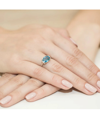 Złoty Pierścionek 14k z diamentem topaz 1,70ct