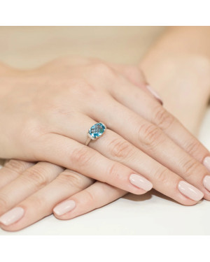 Złoty Pierścionek 14k z diamentem topaz 1,70ct