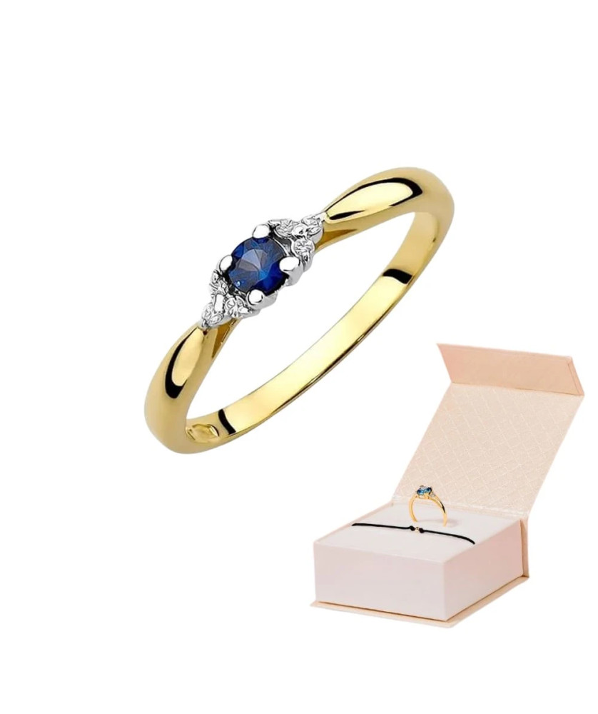 14k Gold Ring with Sapphire Diamond 0.15ct