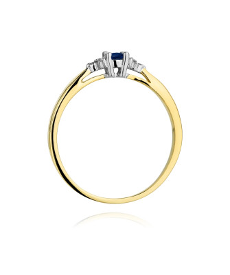 Złoty Pierścionek 14k z diamentem szafir 0,15ct