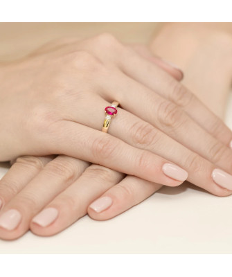 14k Gold Ring with Diamond Ruby 0.60ct