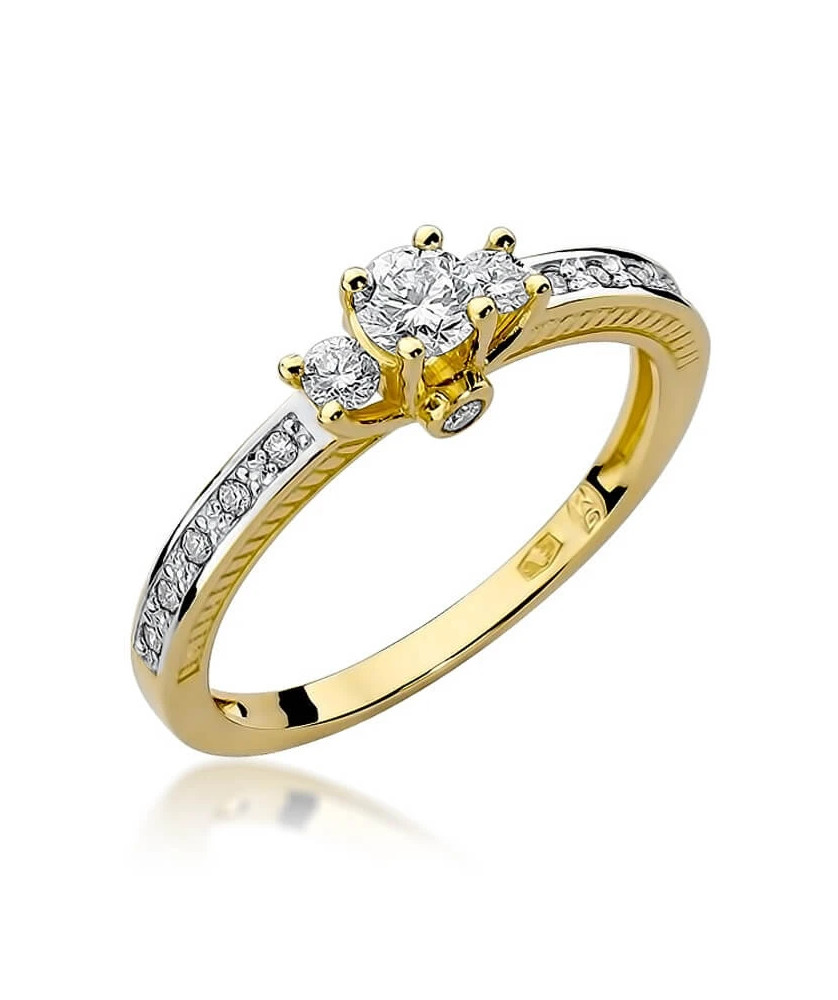 Złoty Pierścionek 14k z diamentem brylant 0,42ct