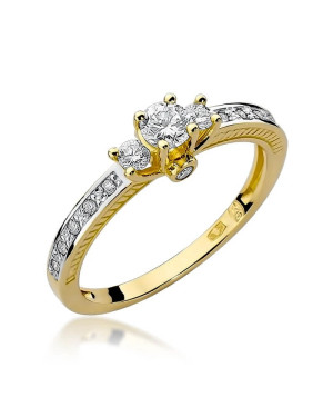 Złoty Pierścionek 14k z diamentem brylant 0,42ct