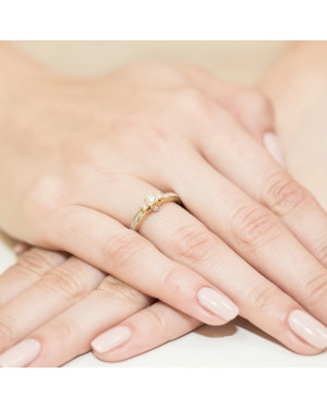 Złoty Pierścionek 14k z diamentem brylant 0,42ct
