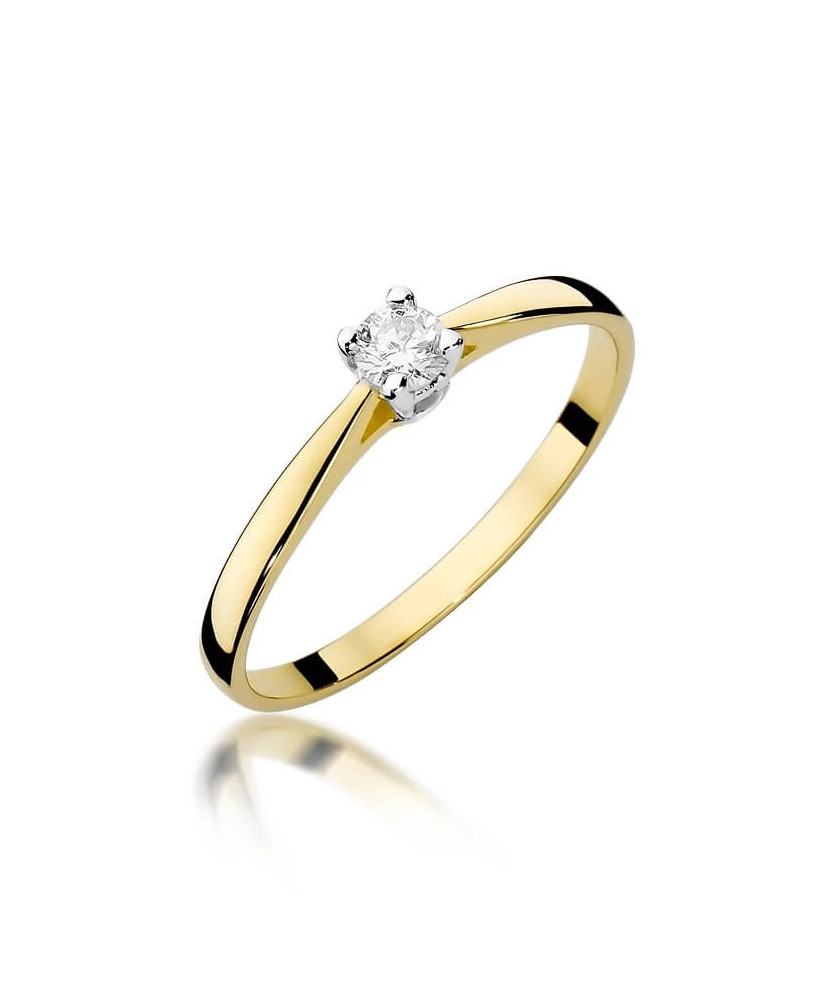 Złoty Pierścionek 14k z diamentem brylant 0,15ct