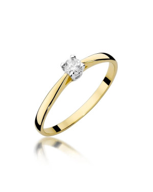 Złoty Pierścionek 14k z diamentem brylant 0,15ct