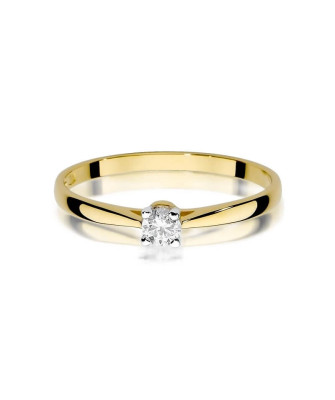 Złoty Pierścionek 14k z diamentem brylant 0,15ct