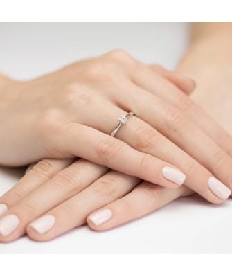 Złoty Pierścionek 14k z diamentem brylant 0,15ct