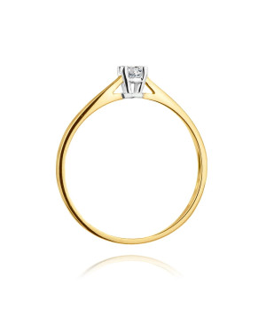 Złoty Pierścionek 14k z diamentem brylant 0,15ct