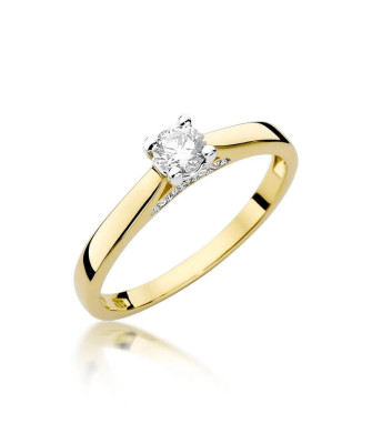 Złoty Pierścionek 14k z diamentem brylant 0,23ct