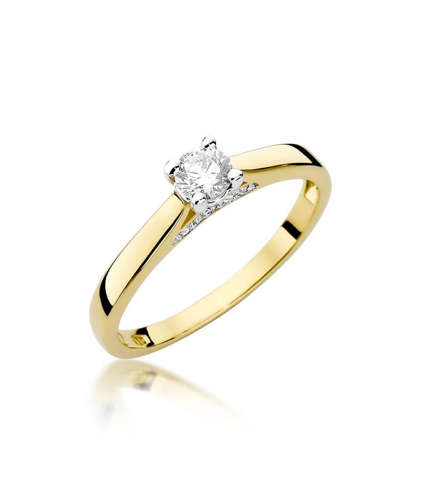 Złoty Pierścionek 14k z diamentem brylant 0,23ct