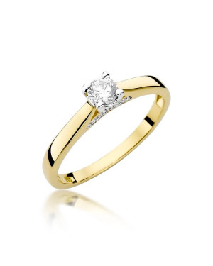 Złoty Pierścionek 14k z diamentem brylant 0,23ct