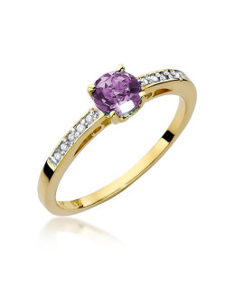 14k Gold Ring with Amethyst Diamond 0.50ct